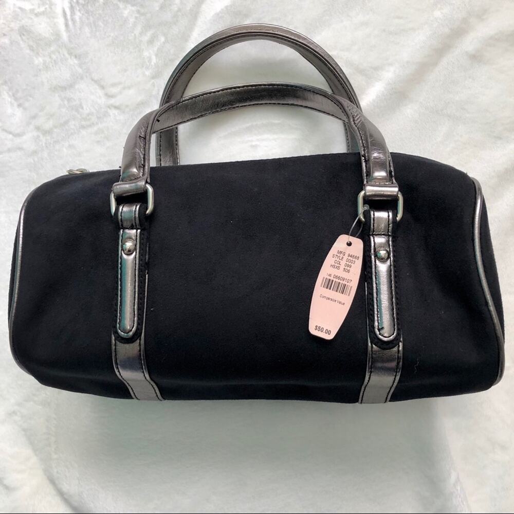 Victoria’s Secret Black suede barrel bag suede NWT new small
